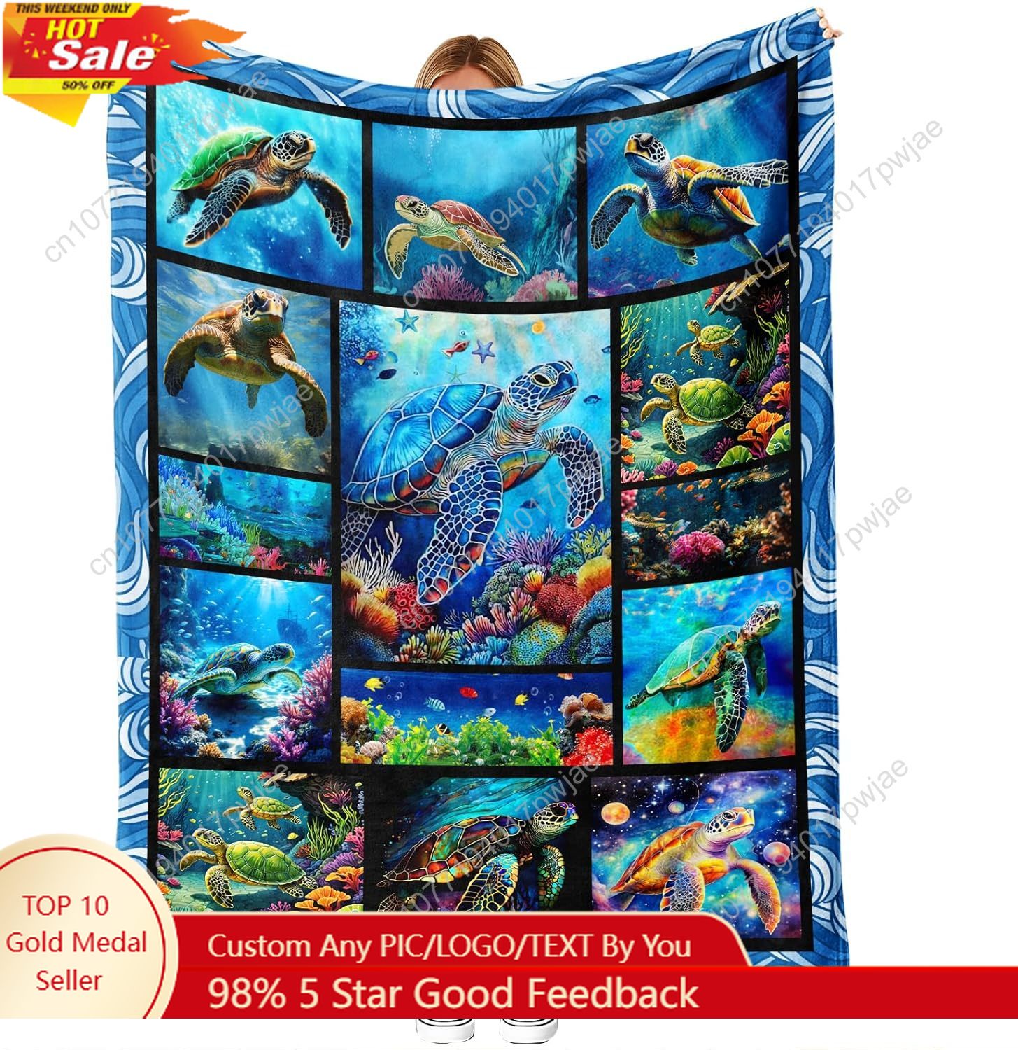 Home Textiles Blanket - Zeeschildpad Flanel Gooi Deken Zacht Gezellig