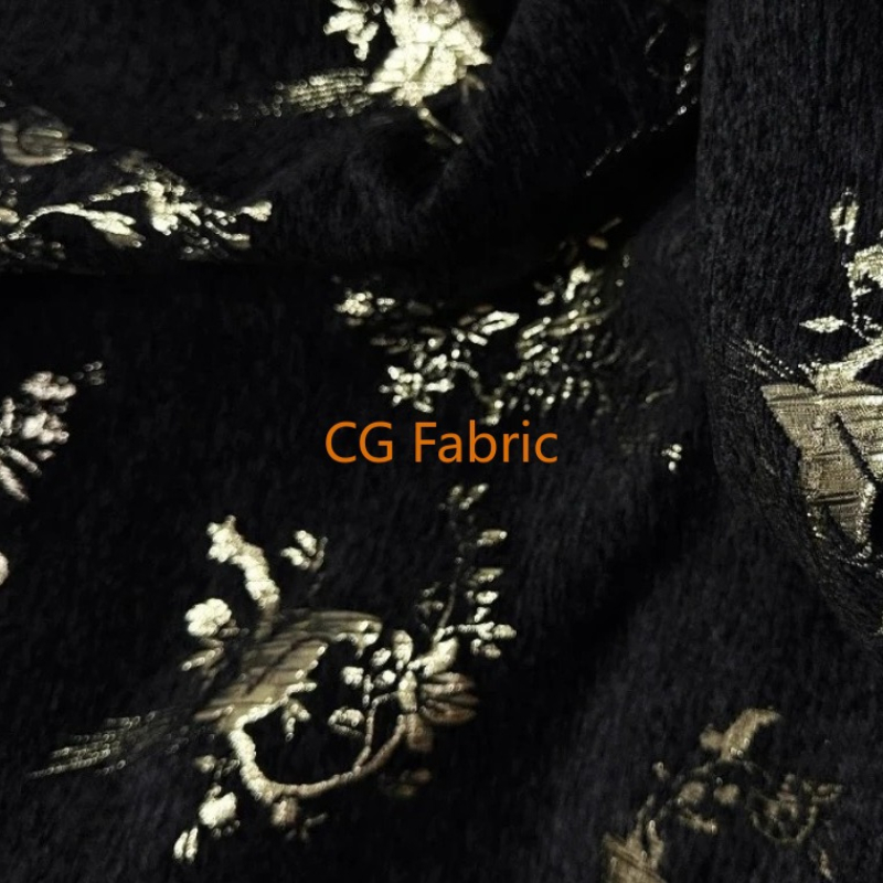 Home Textiles Luxury Curtains - Gouddraad Chenille Jacquard Reliëf Hanfu Stoffen