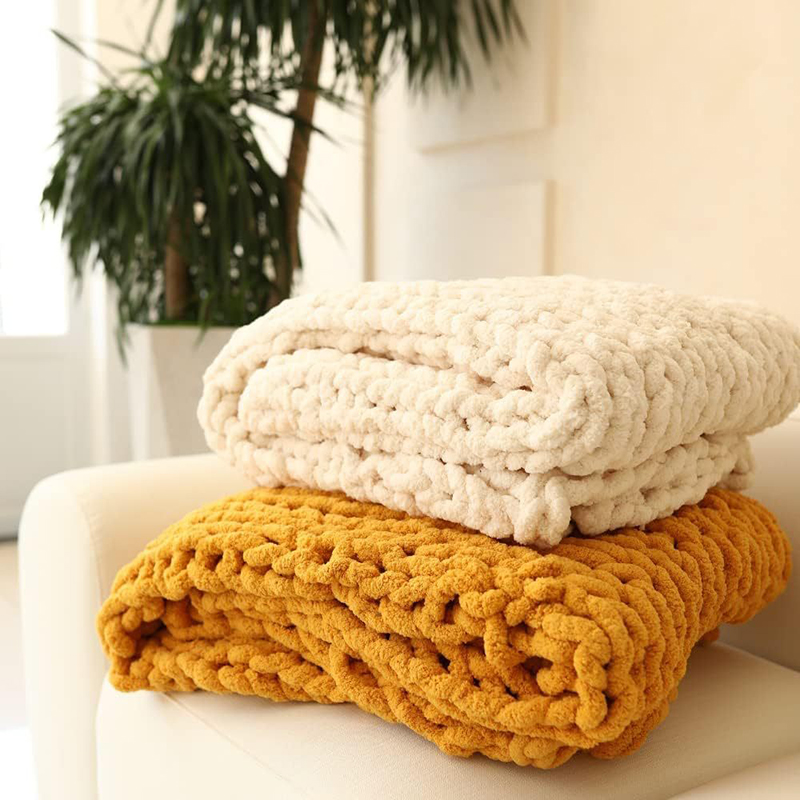 Throw Blanket Chunky Knit - Hand grof gebreide deken dik garen