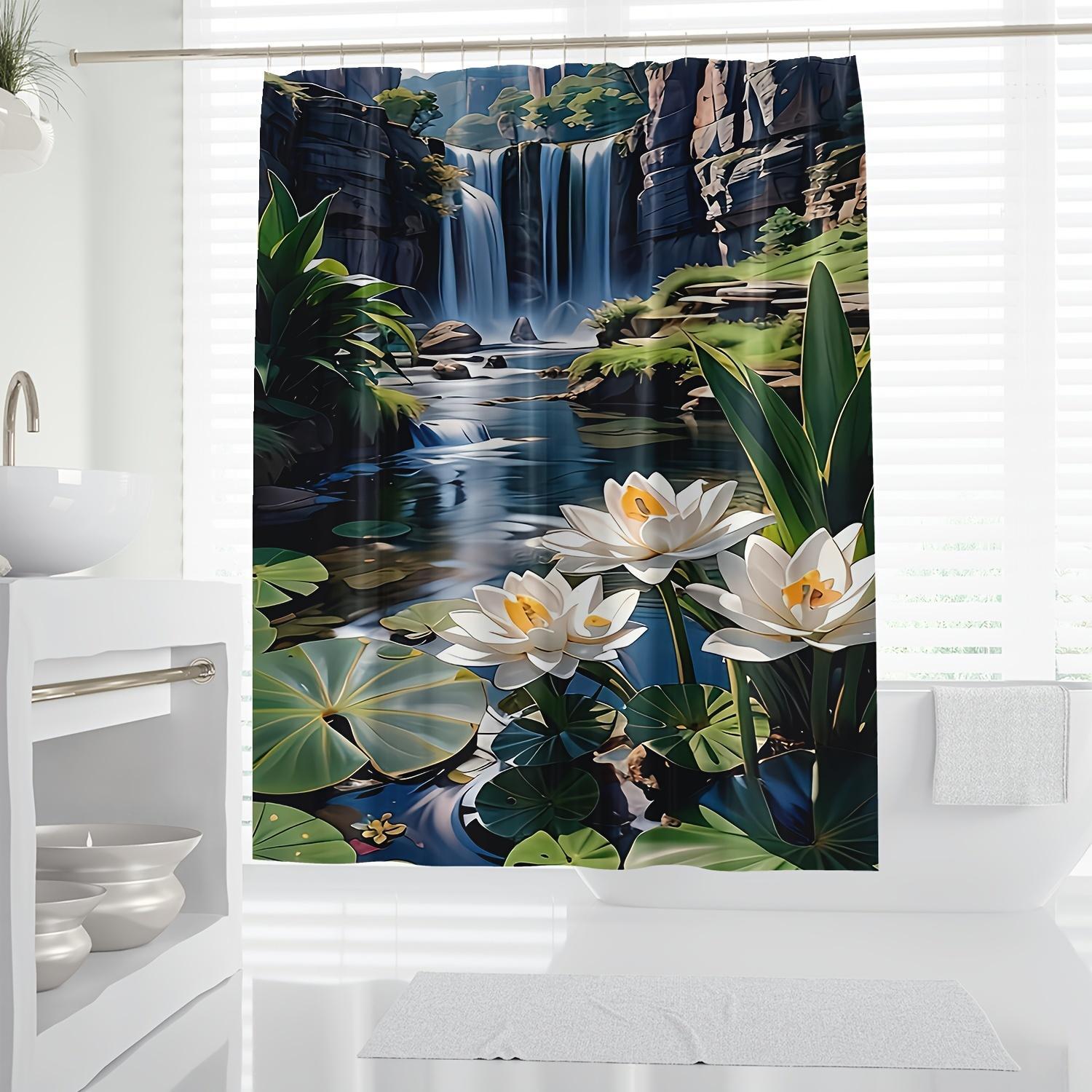 Home Textiles Luxury Curtains - Waterdicht polyester douchegordijn tropische waterval lotus