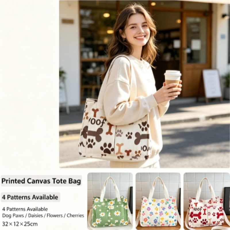 Home Textiles Store - Mode corduroy eco-tas, eenvoudige schoudertas met