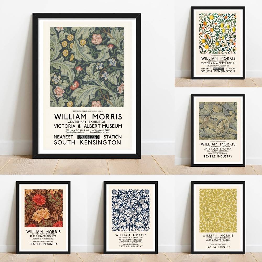 Home Textiles Exhibition - William Morris Vintage bloemenexpositie papieren poster