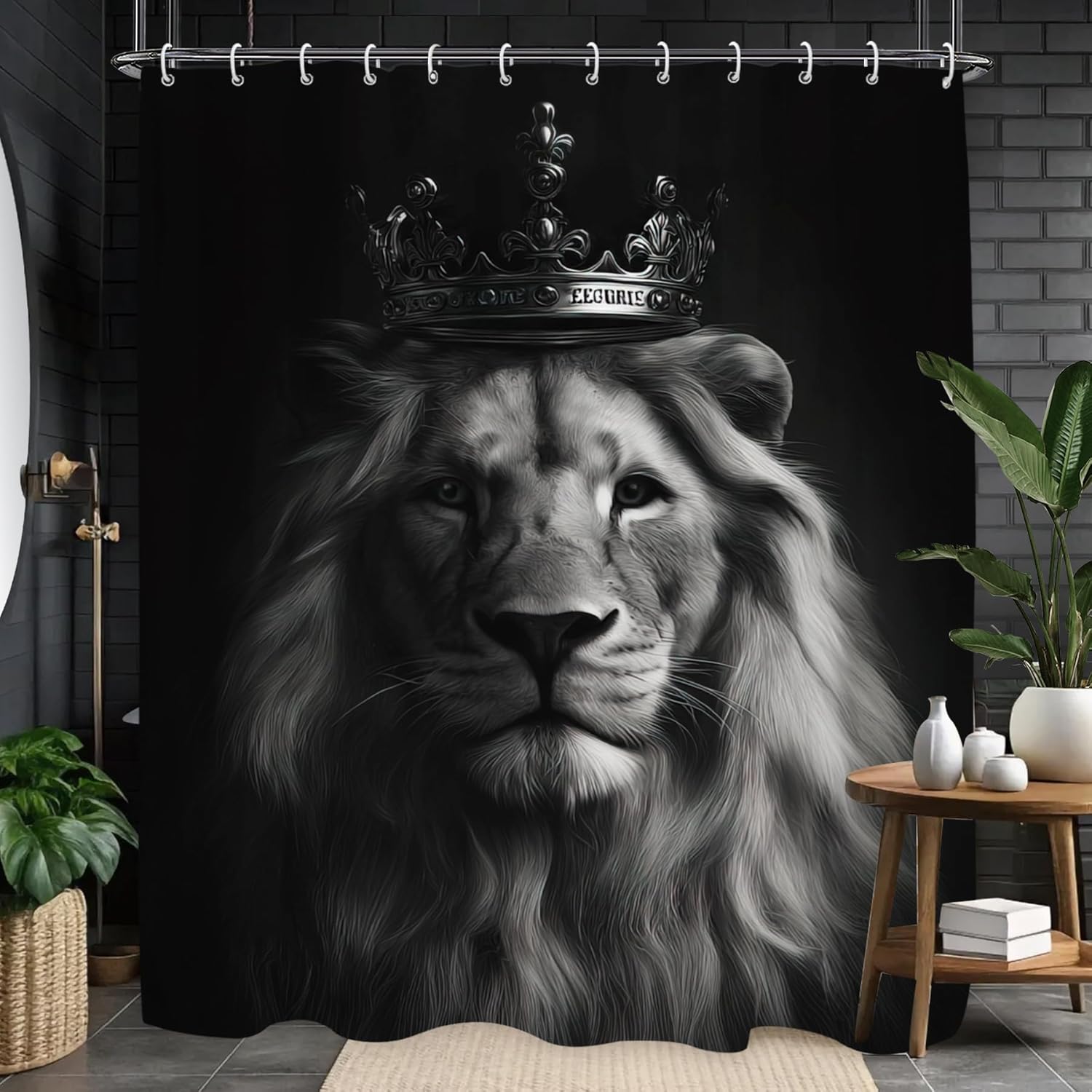 Home Textiles Luxury Curtains - Majestueuze Lion King Crown Douchegordijn voor