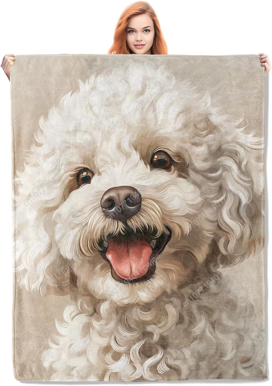 Home Textiles Blanket - Vrolijke poedelportretdeken Realistisch hondenontwerp Zachte fleece