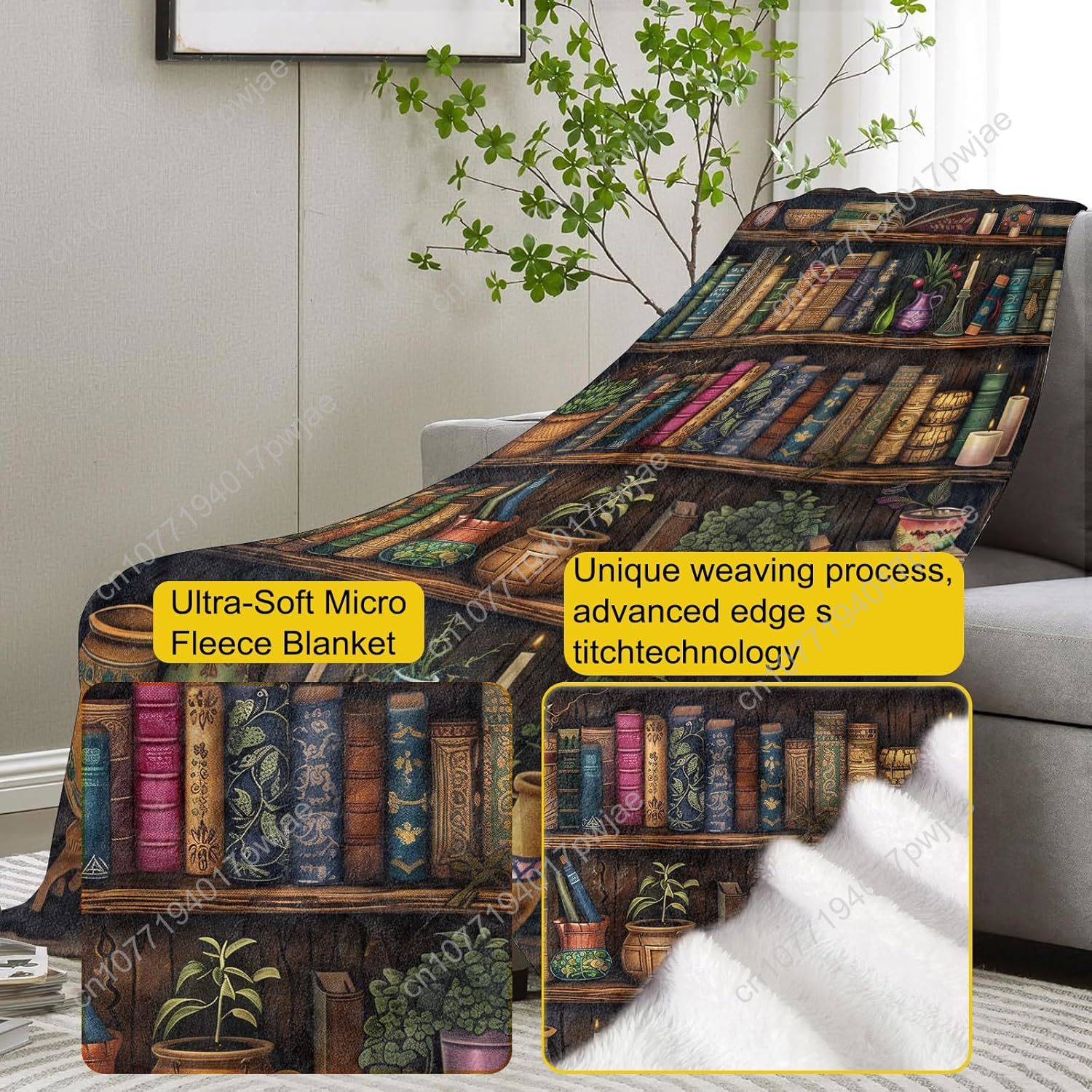 Vintage boekenplankdeken Lezen - Home Textiles Blanket recensie en prijs
