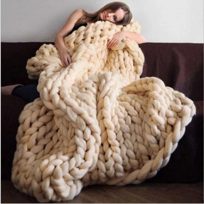 Mode dikke wollen deken dik gr - Throw Blanket Chunky Knit recensie en prijs