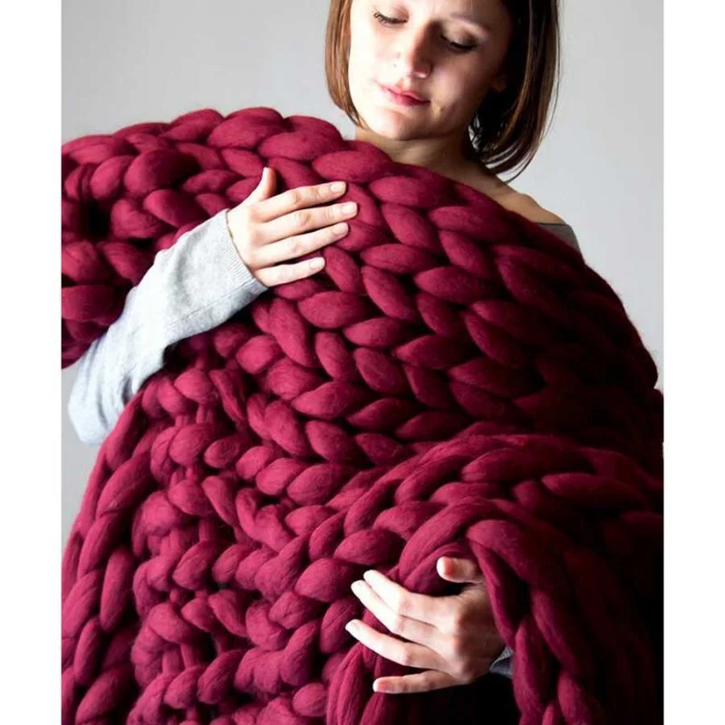 Mode dikke wollen deken dik gr - Throw Blanket Chunky Knit recensie en prijs