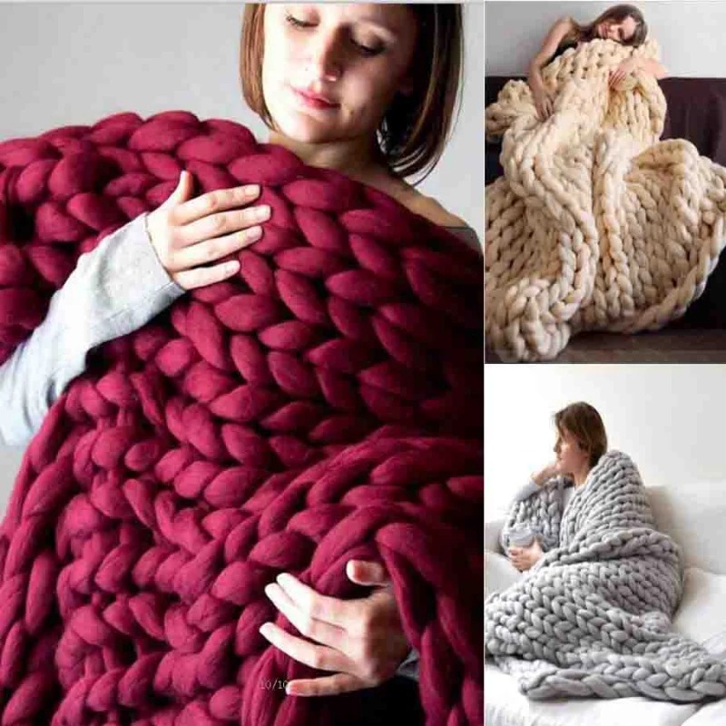 Mode dikke wollen deken dik gr - Throw Blanket Chunky Knit recensie en prijs