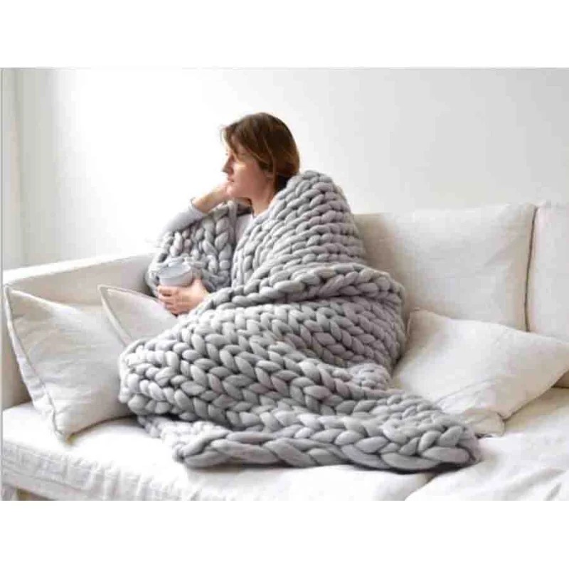 Mode dikke wollen deken dik gr - Throw Blanket Chunky Knit recensie en prijs