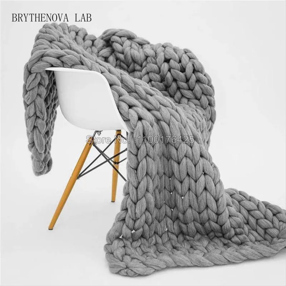 Grijze zachte gebreide deken w - Throw Blanket Chunky Knit recensie en prijs