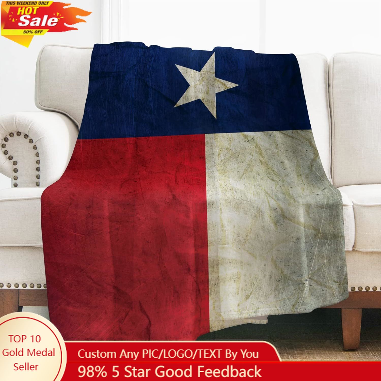 Levens Texas Vlag Gooi Deken C - Home Textiles Blanket recensie en prijs