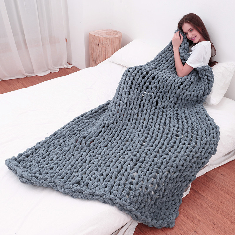 Hand grof gebreide deken dik g - Throw Blanket Chunky Knit recensie en prijs