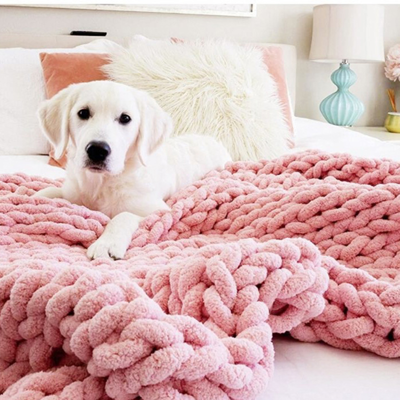 Hand grof gebreide deken dik g - Throw Blanket Chunky Knit recensie en prijs