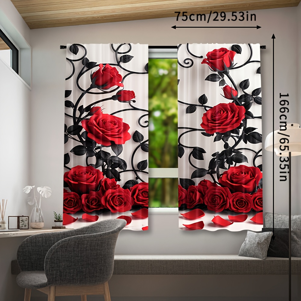 Luxe rode roos bloemmotief gor - Home Textiles Luxury Curtains recensie en prijs