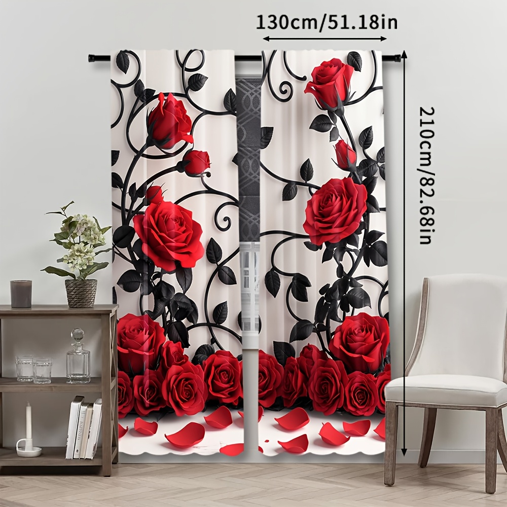 Luxe rode roos bloemmotief gor - Home Textiles Luxury Curtains recensie en prijs