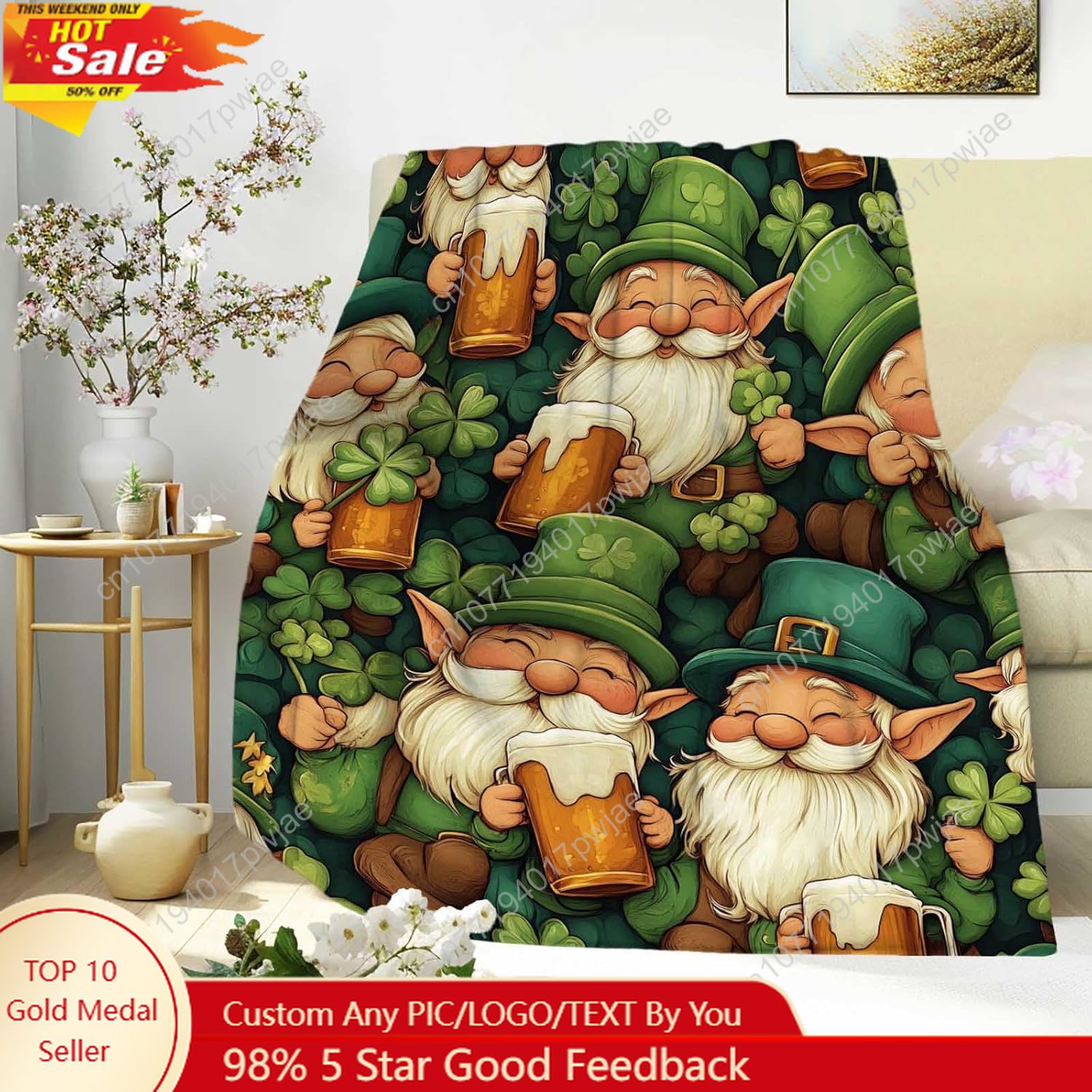 St. Patrick's Day Gnome gooien - Home Textiles Blanket recensie en prijs