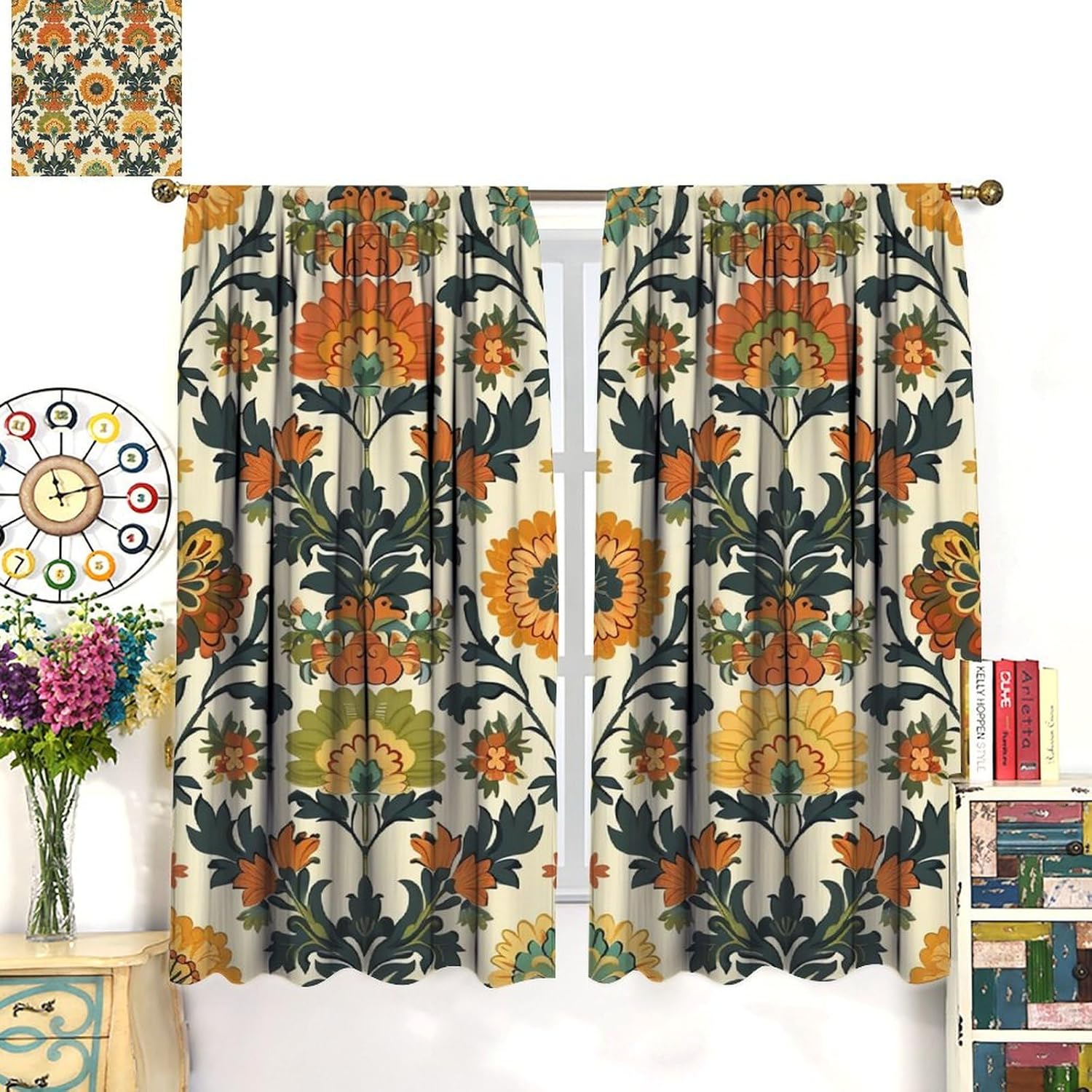 Luxe gordijnen met bloemenprin - Home Textiles Luxury Curtains recensie en prijs