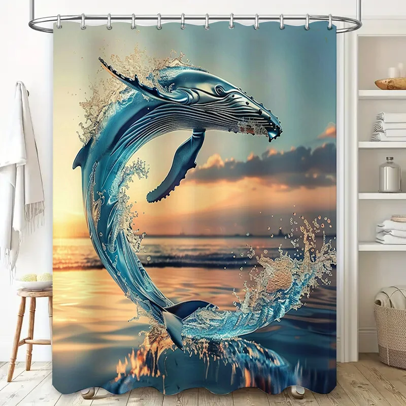 Blue Whale Print Douchegordijn - Home Textiles Luxury Curtains recensie en prijs