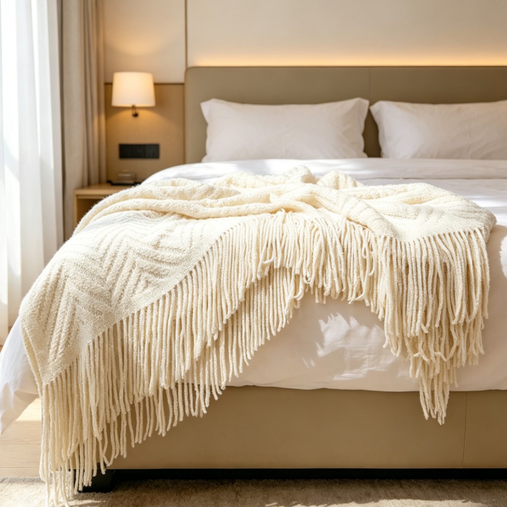 Luxe dikke crèmekleurige plaid - Throw Blanket Chunky Knit recensie en prijs