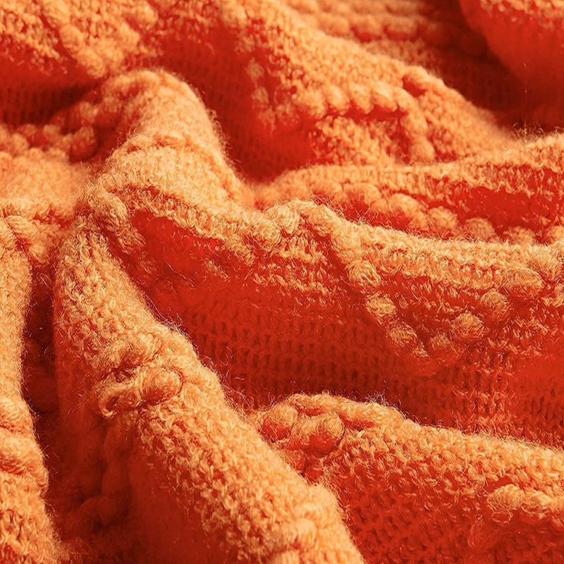 Oranje gebreide dekens met kwa - Throw Blanket Chunky Knit recensie en prijs