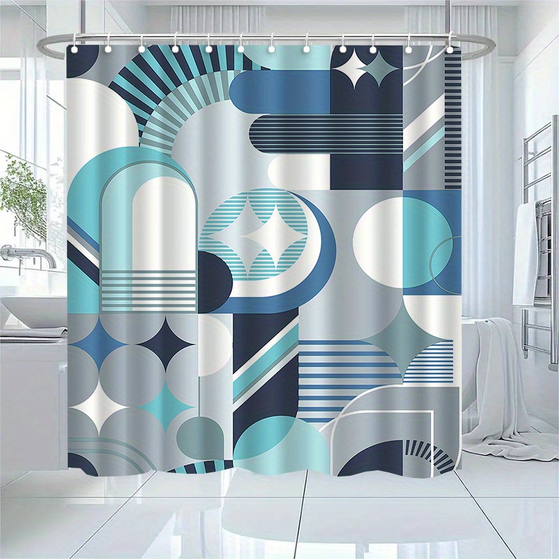 Geometrisch blauw abstract pat - Home Textiles Luxury Curtains recensie en prijs